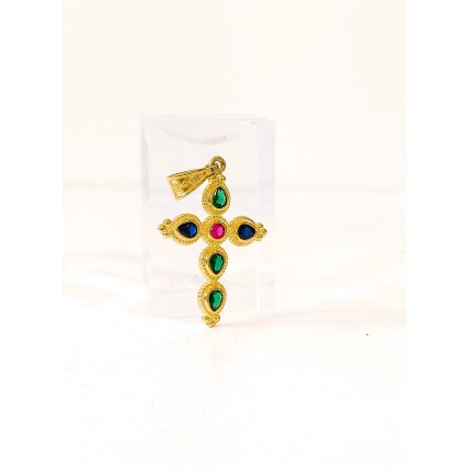 Ασημένιος σταυρός επίχρυσος βυζαντινός με ζιργκόν SCR46 